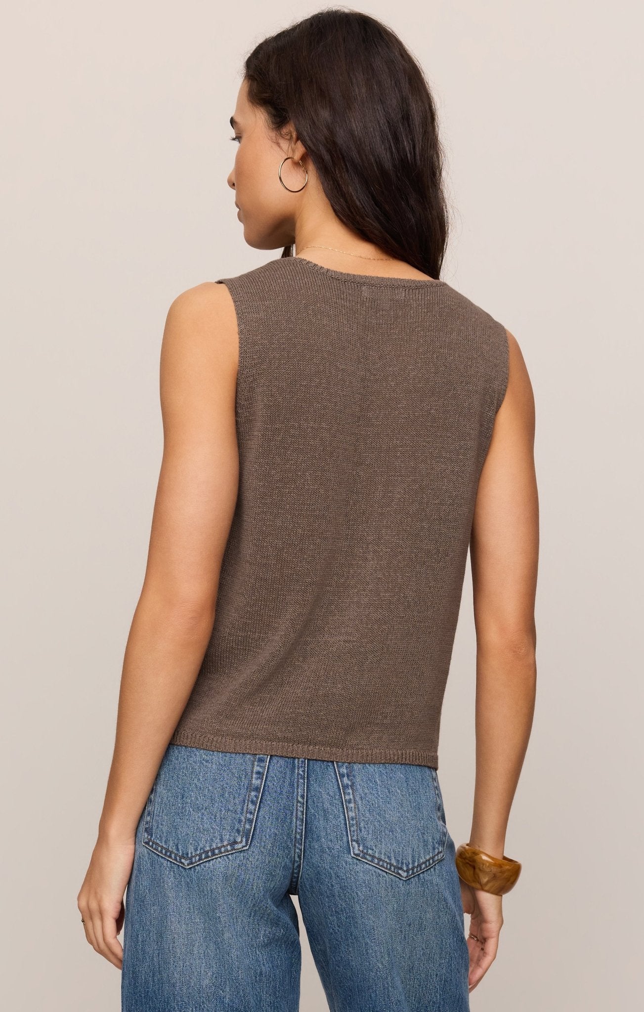 Syd Linen Knit Tank Vest - Elk + Elm
