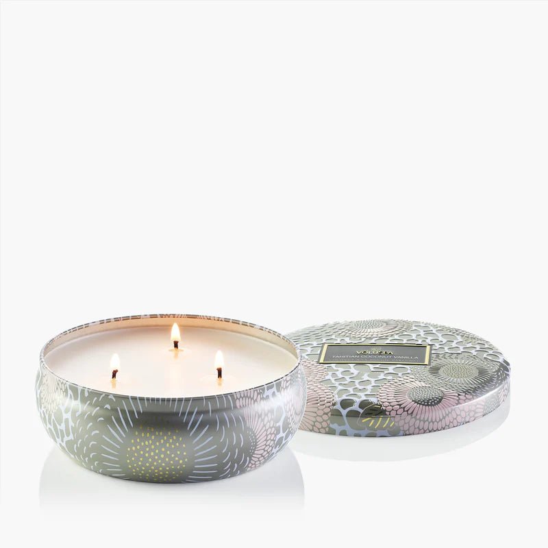 Tahitian Coconut Vanilla Candle - 3 Wick Tin - Elk + Elm