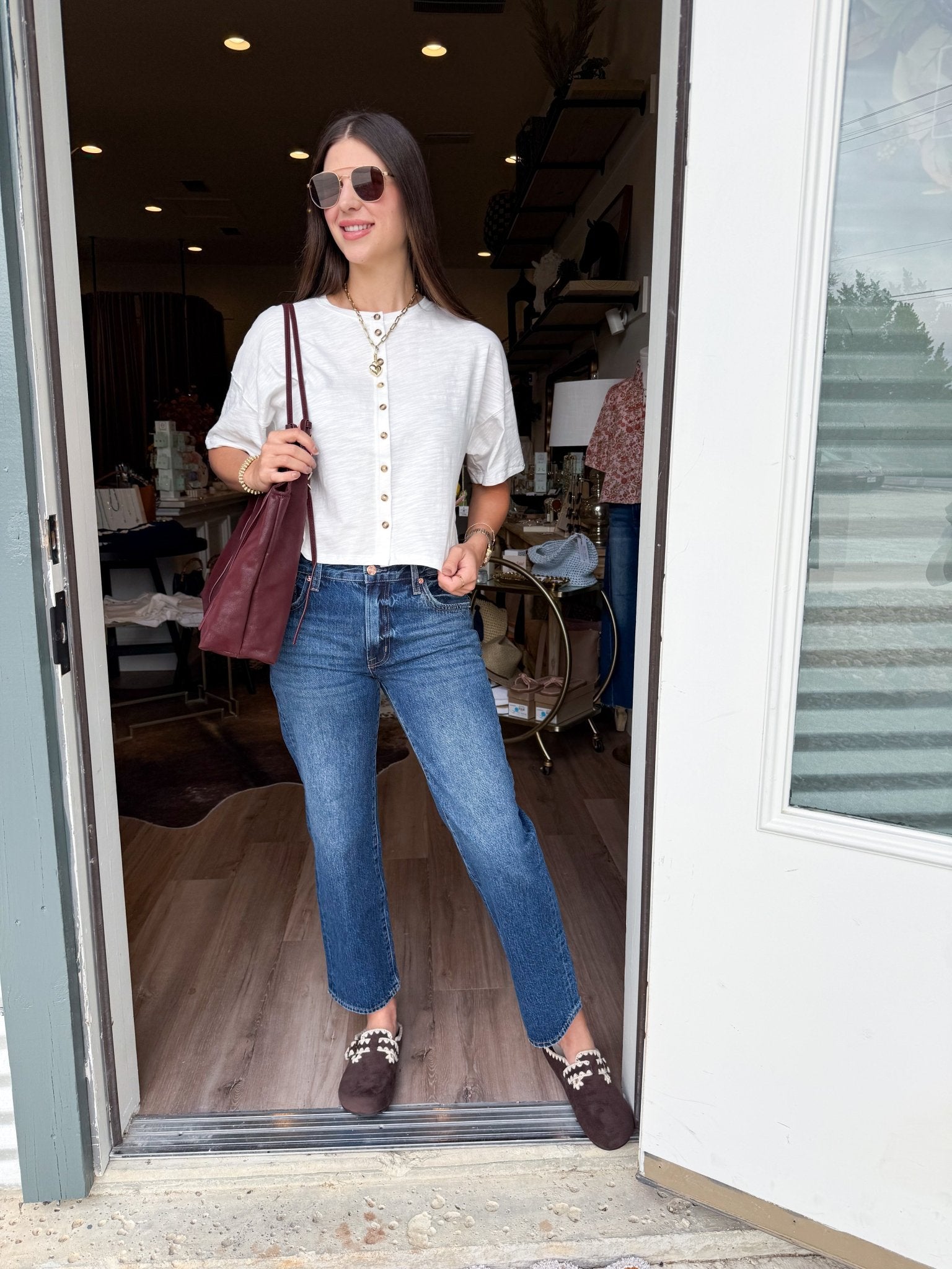 Tatum Button Tee - Elk + Elm