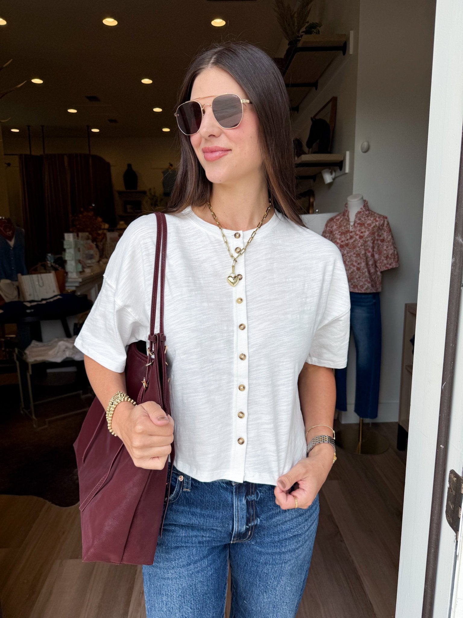 Tatum Button Tee - Elk + Elm