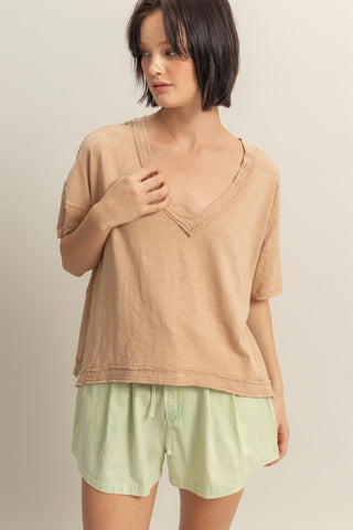Raw Edge Taupe Tee