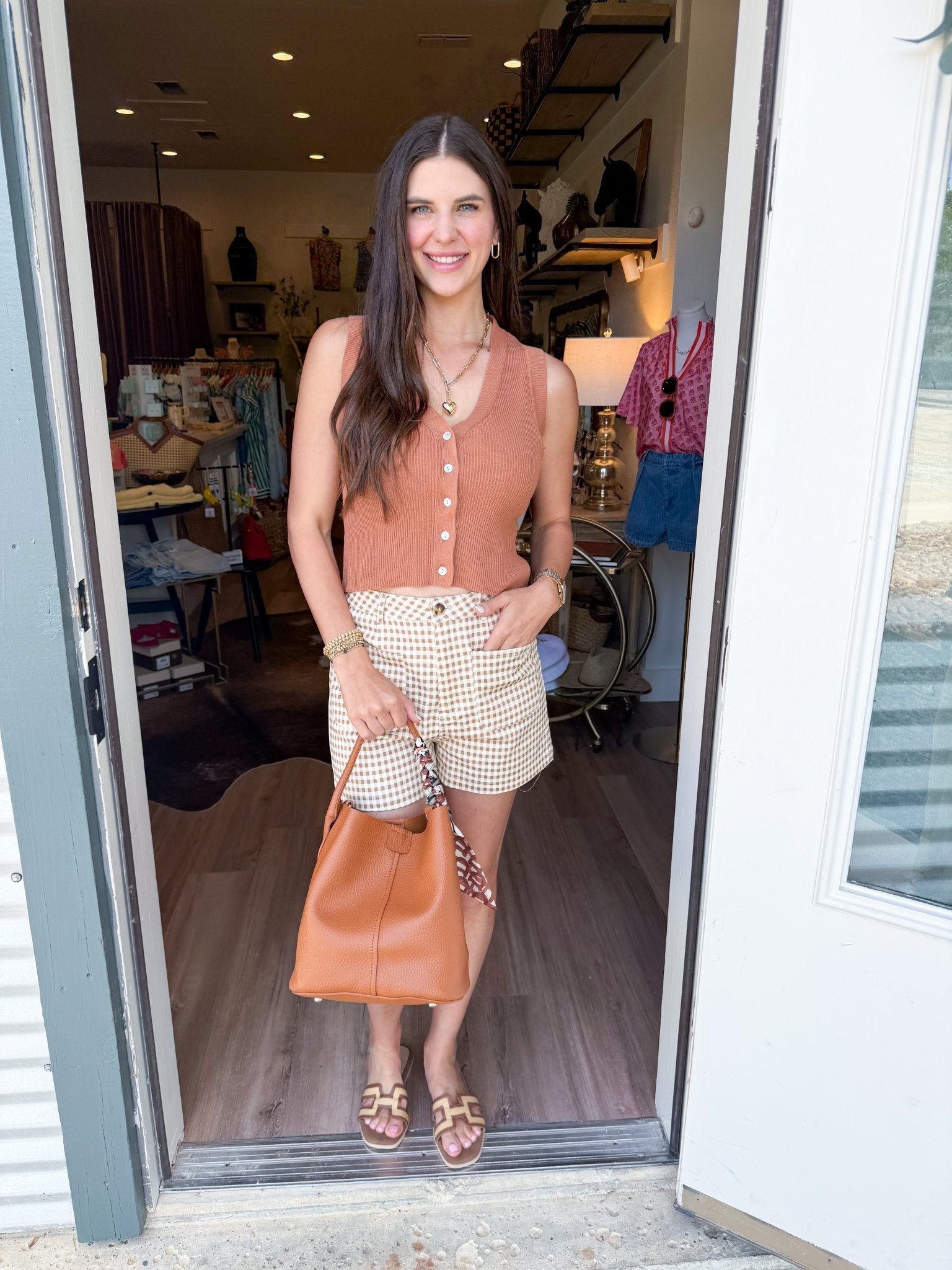 Tawny Glow Button Tank - Elk + Elm