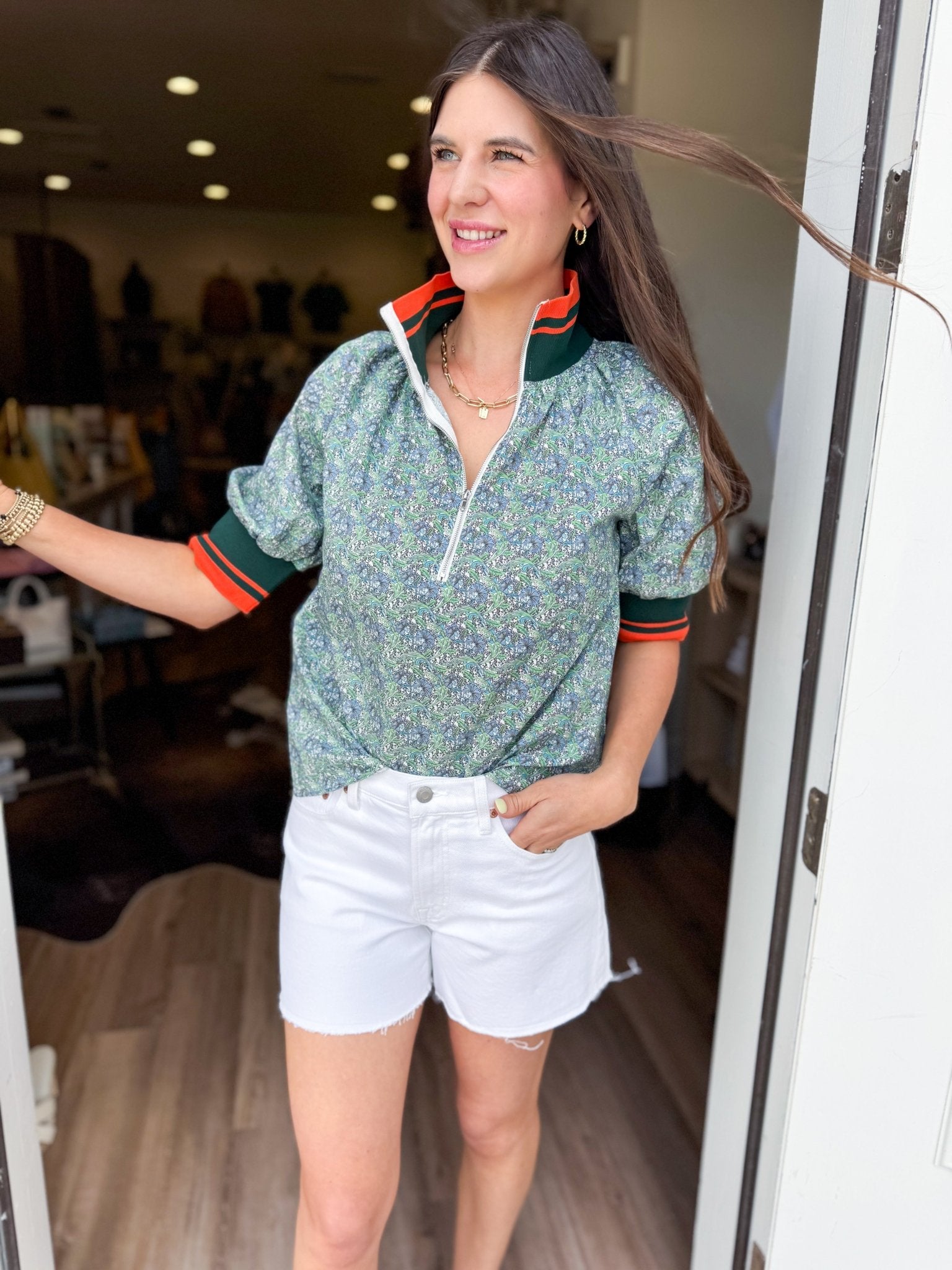 The Chic Girl Half Zip Top - Elk + Elm