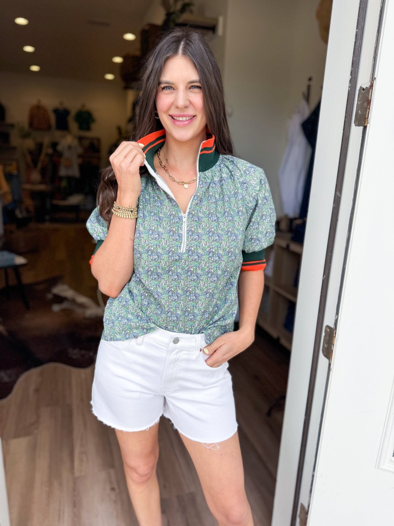 The Chic Girl Half Zip Top - Elk + Elm