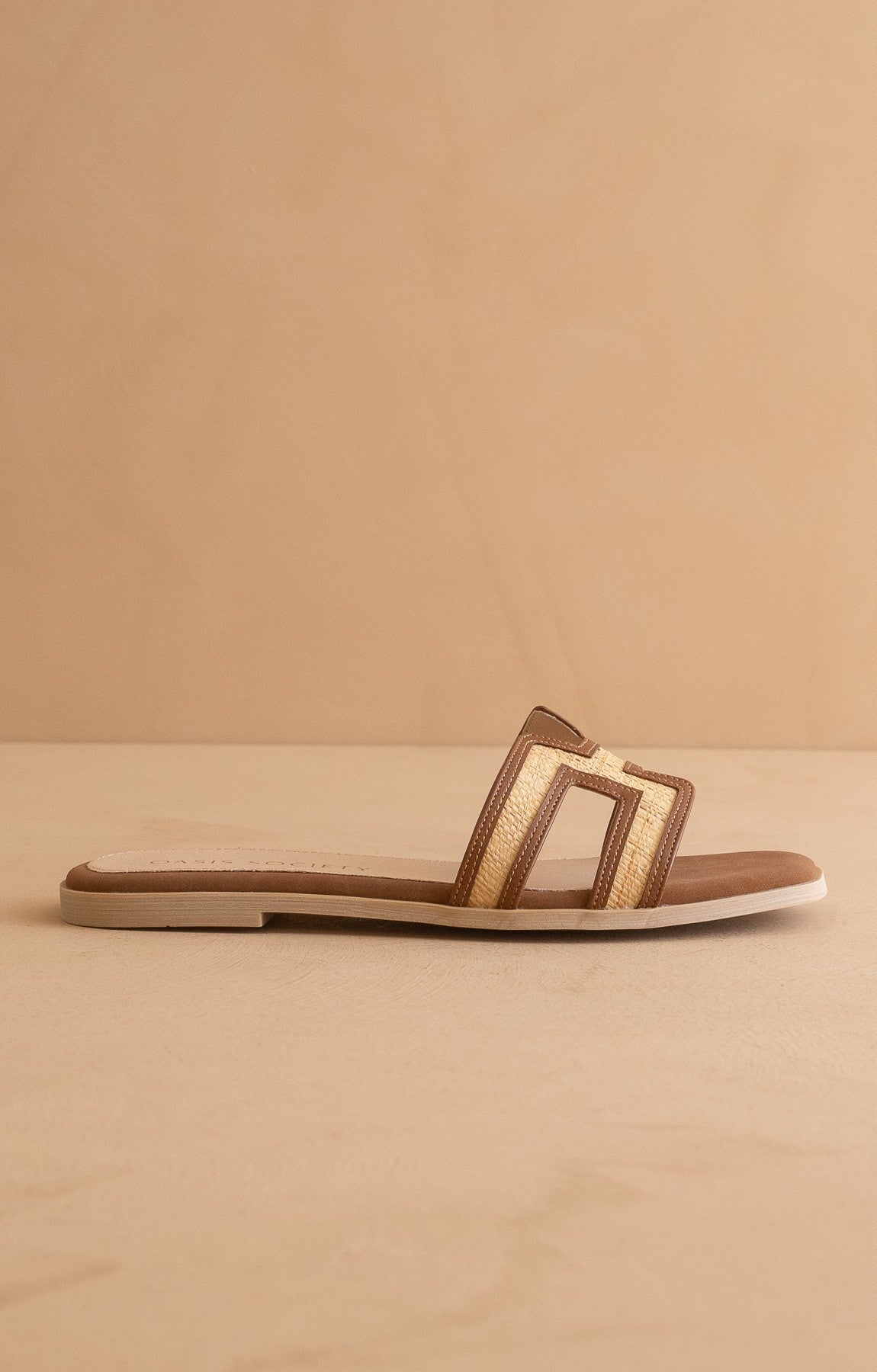 The Ena - H Cutout Raffia Sandal - Elk + Elm