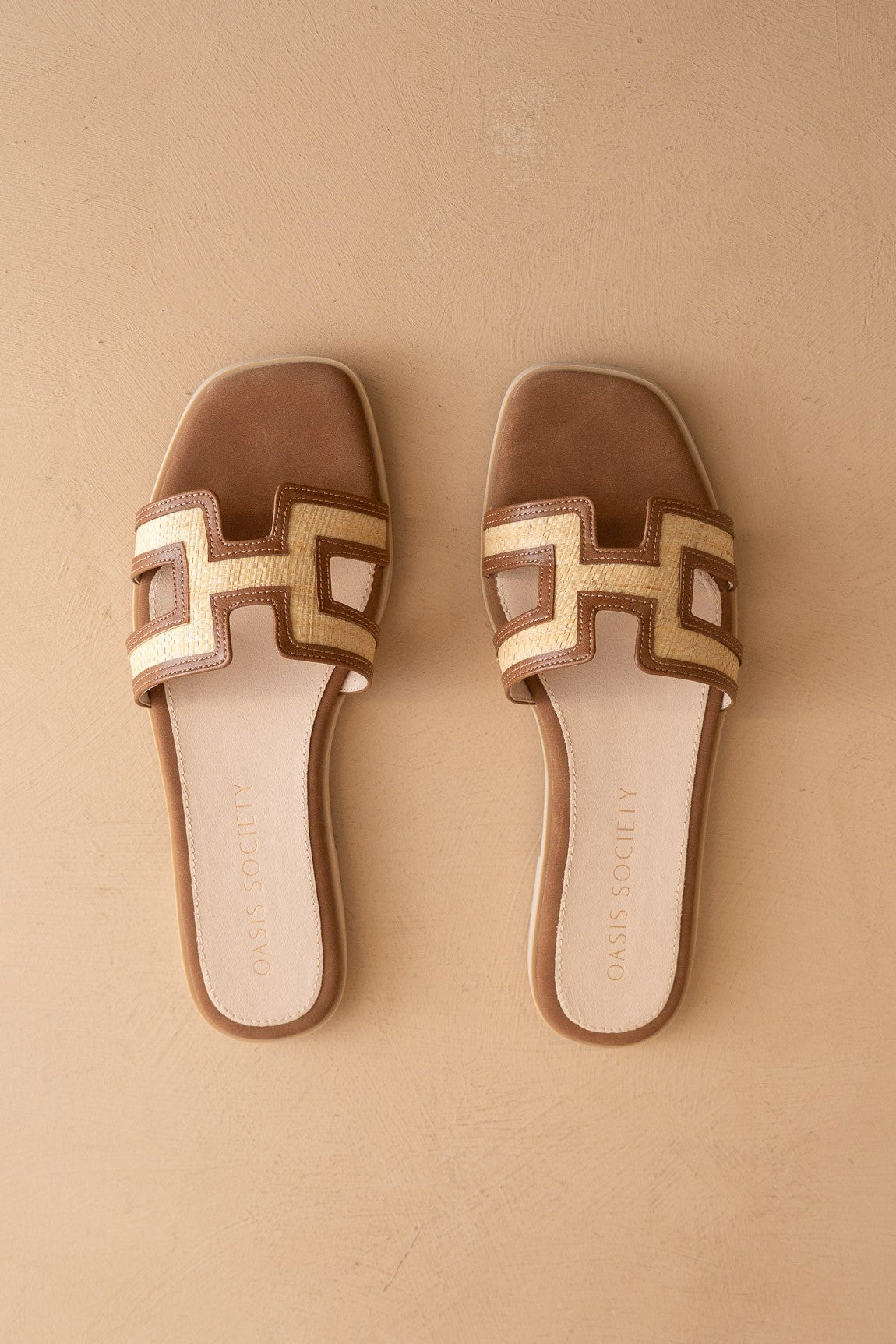 The Ena - H Cutout Raffia Sandal - Elk + Elm