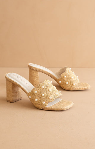 The Holland - Pearl Raffia Heel - Elk + Elm