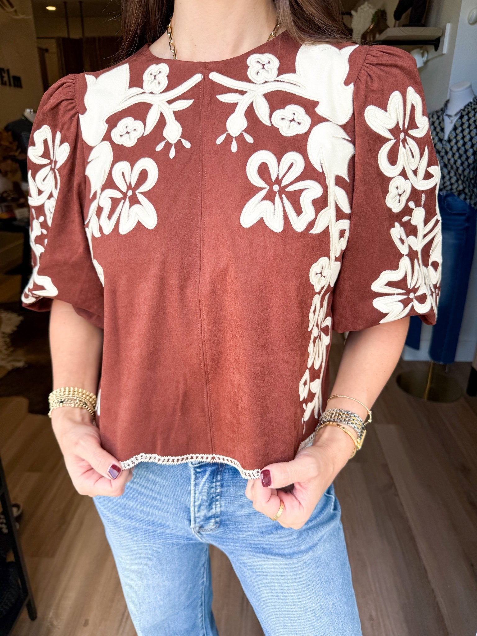The Marlowe Embroidered Top - Elk + Elm