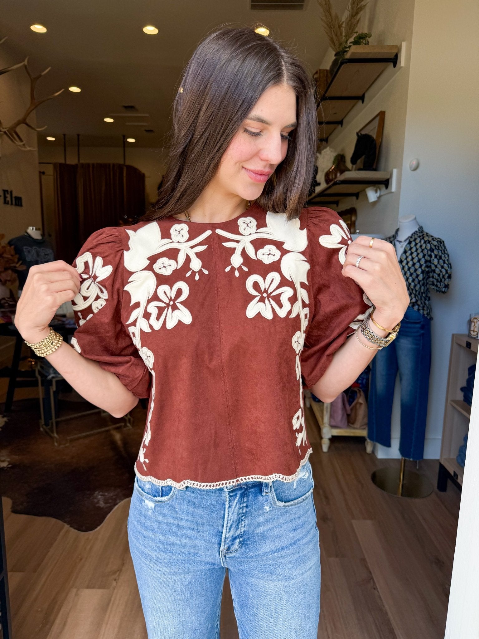 The Marlowe Embroidered Top - Elk + Elm