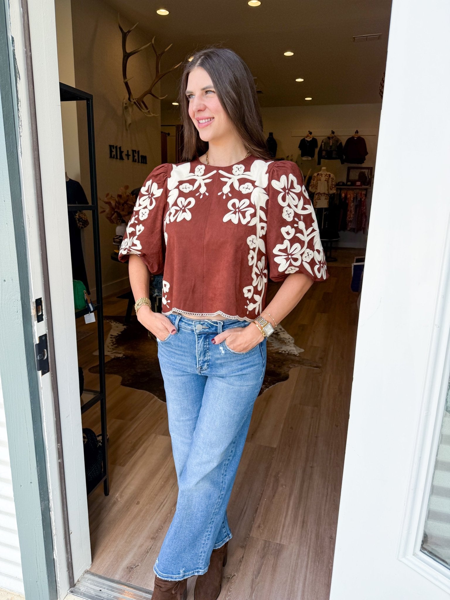 The Marlowe Embroidered Top - Elk + Elm