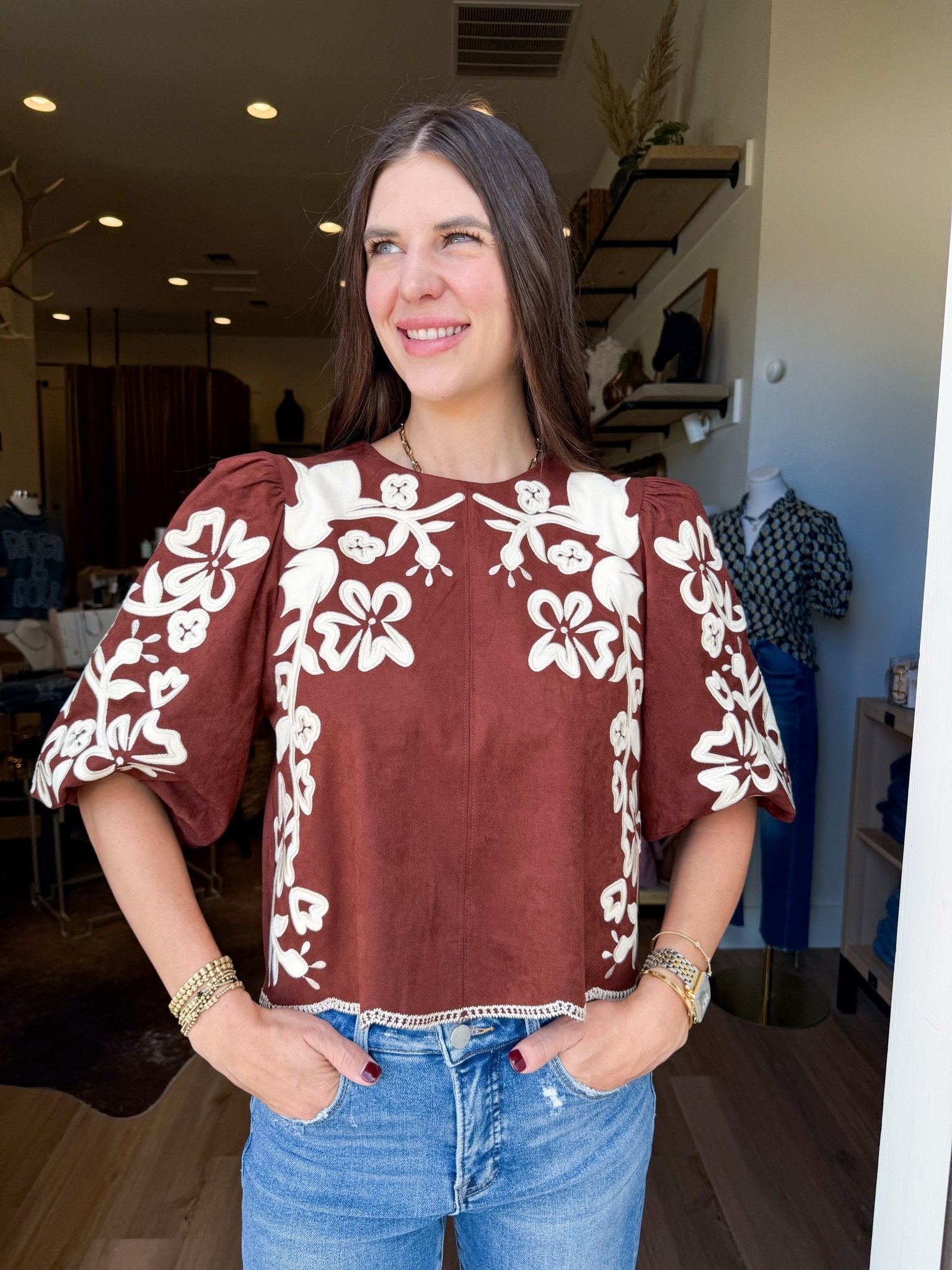 The Marlowe Embroidered Top - Elk + Elm