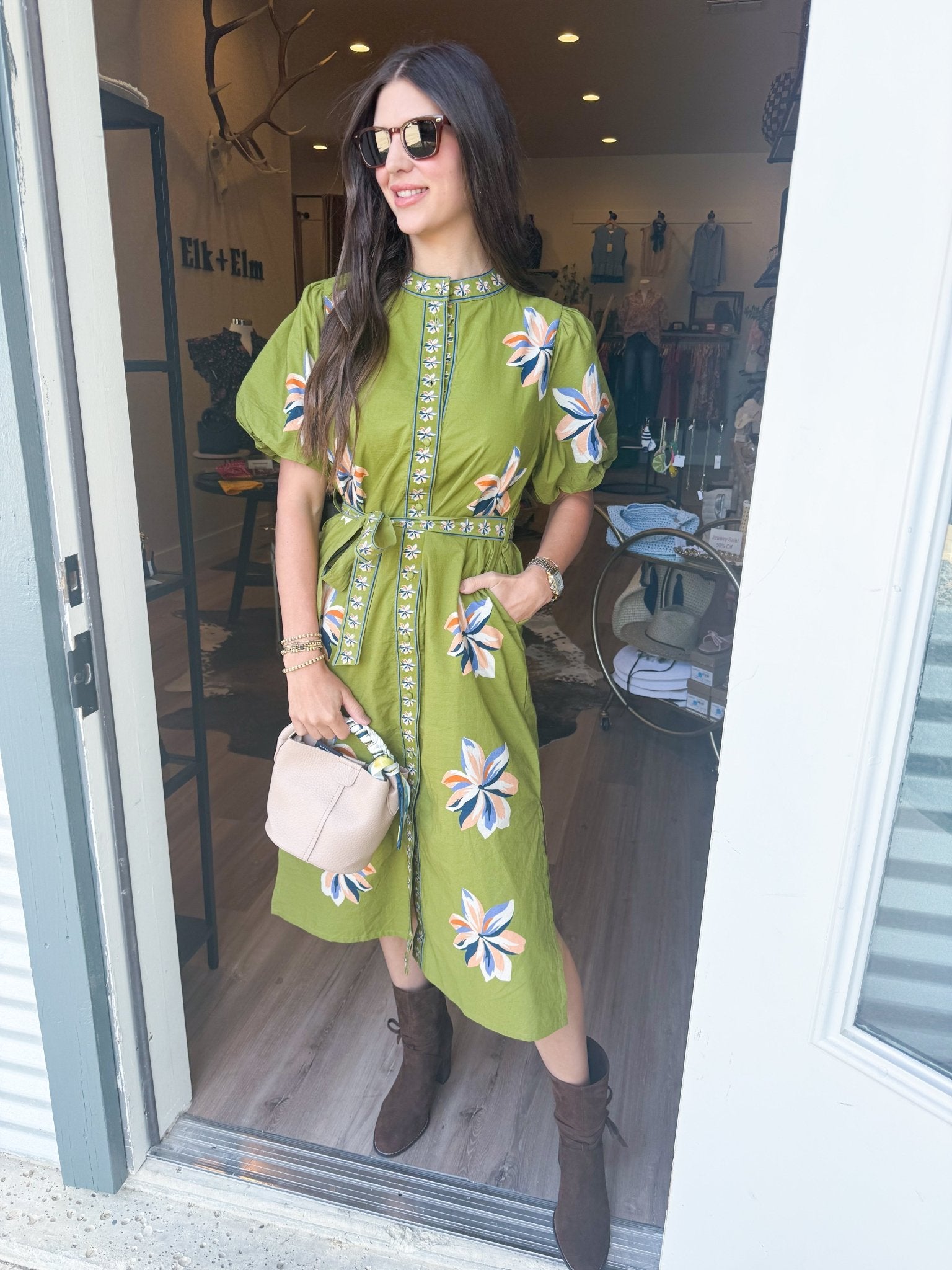 The Olive Muse Midi Dress - Elk + Elm
