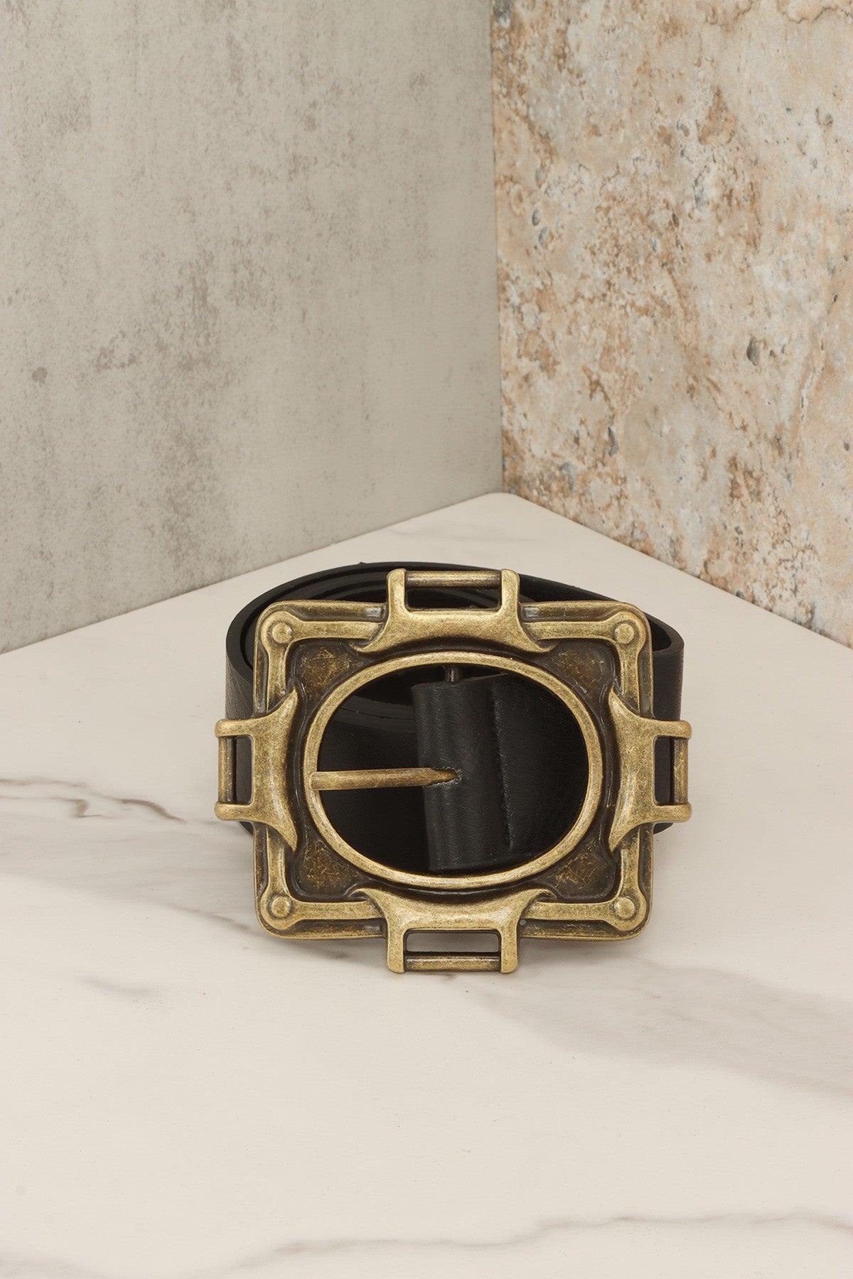 Vintage Brass Buckle Belt - Elk + Elm