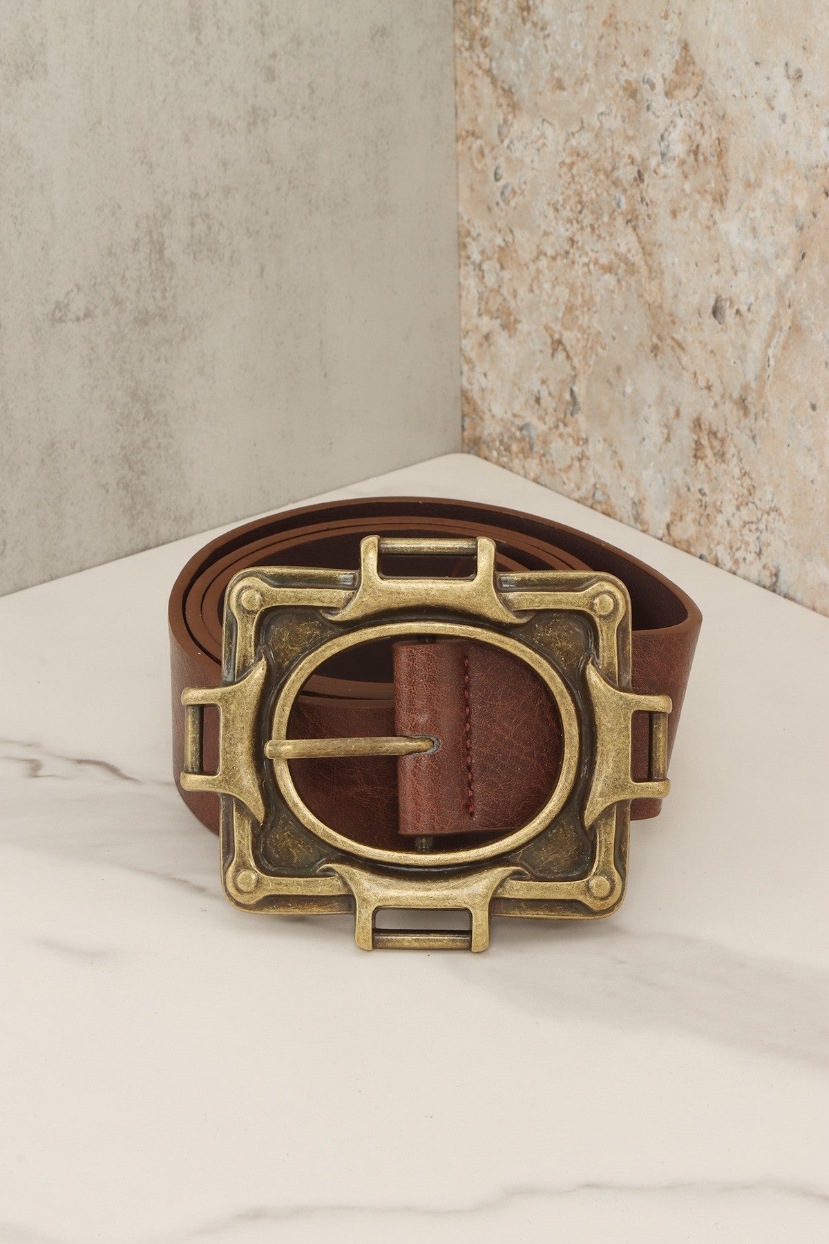 Vintage Brass Buckle Belt - Elk + Elm