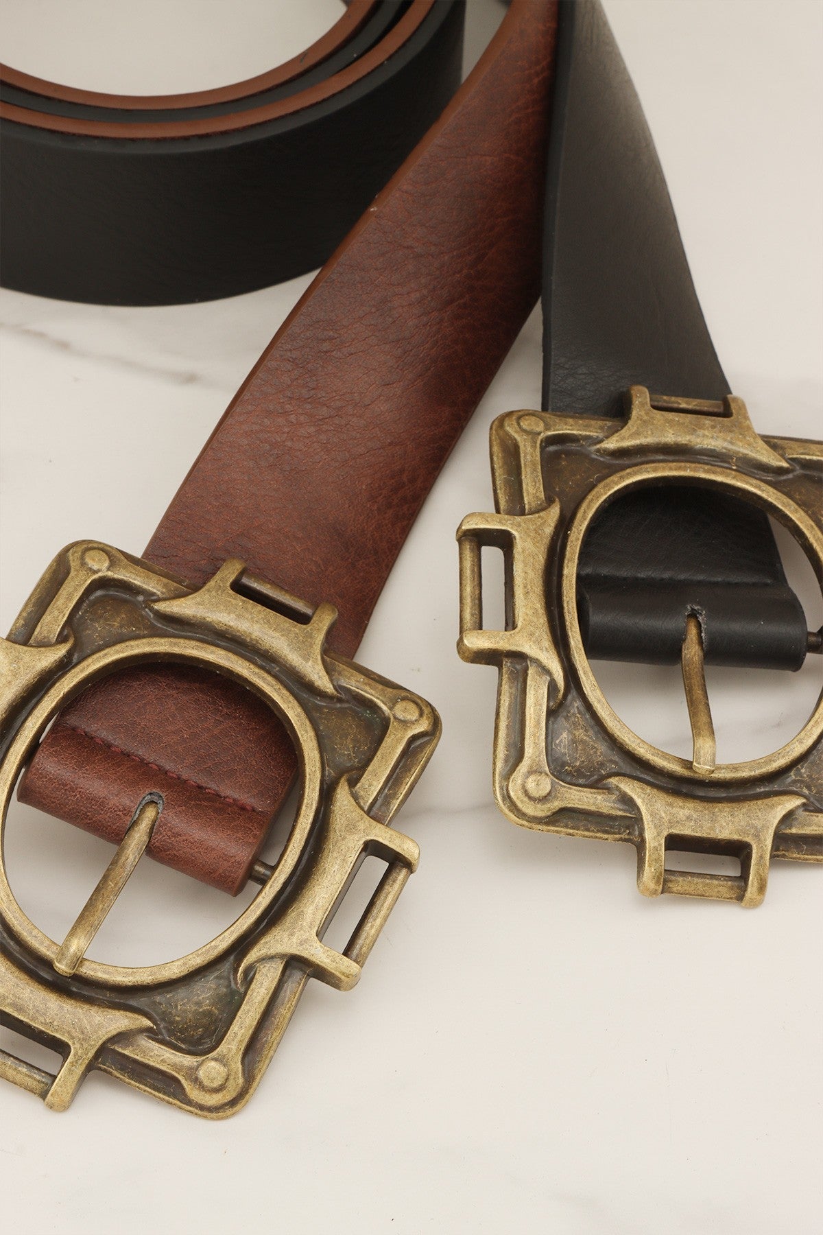 Vintage Brass Buckle Belt - Elk + Elm
