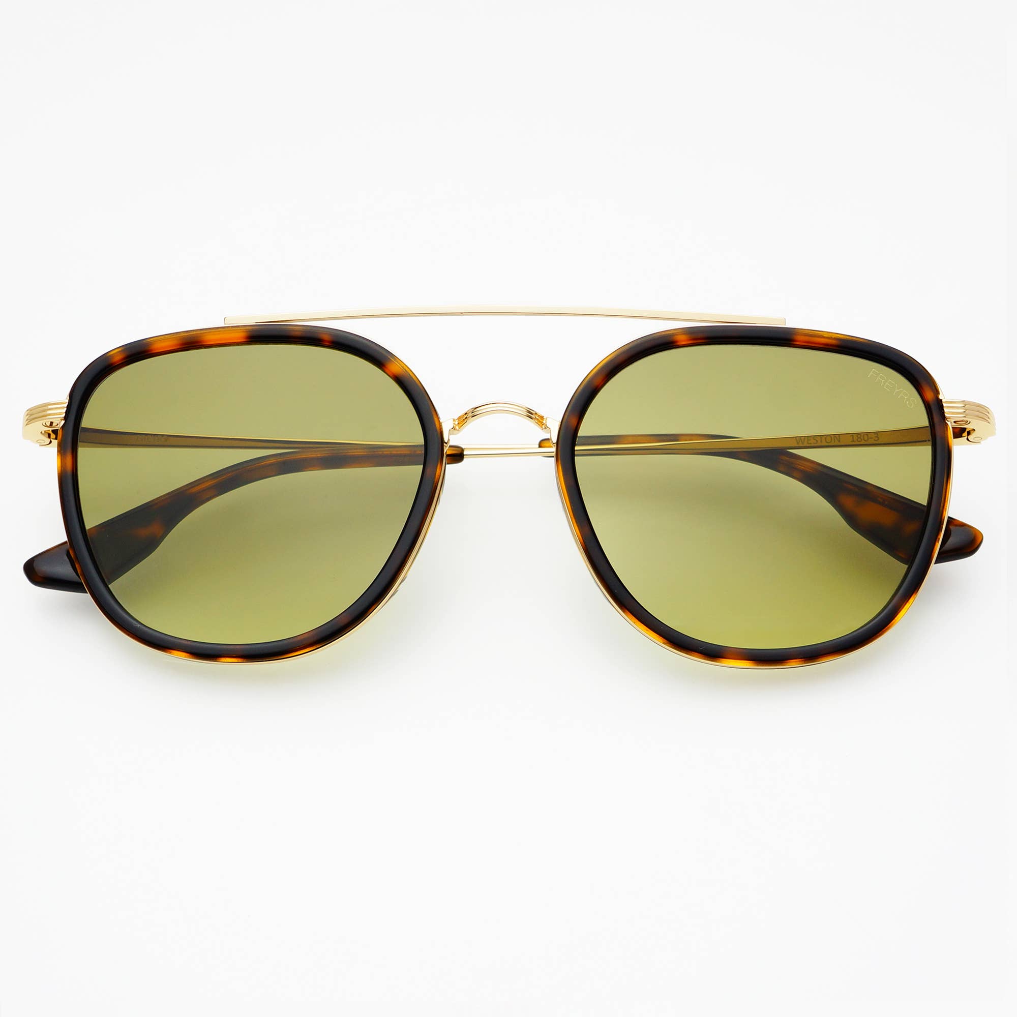 Weston Acetate Round Unisex Sunglasses: Tortoise / Fade Green - Elk + Elm