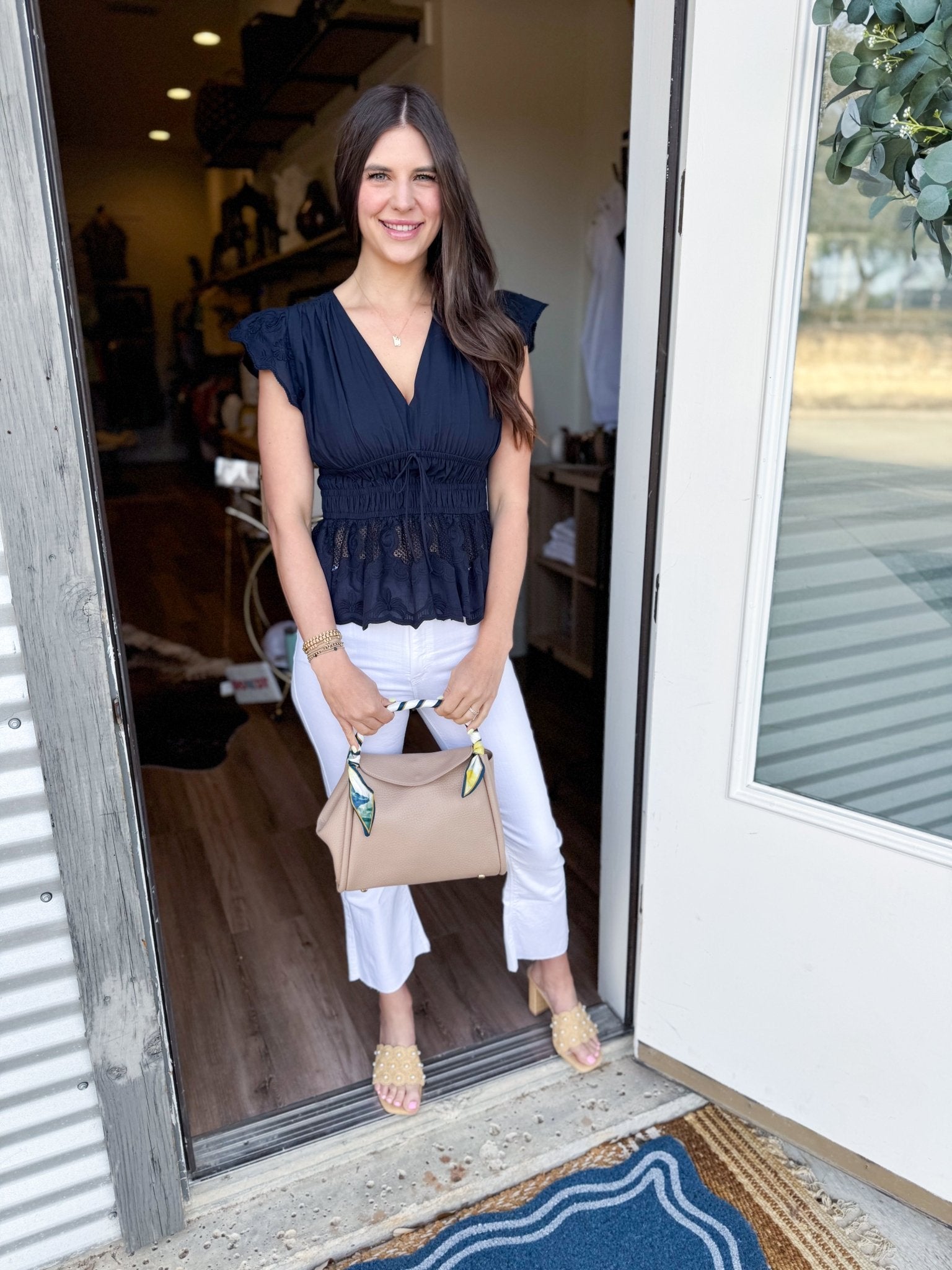 Whisper Lace Top - Navy - Elk + Elm
