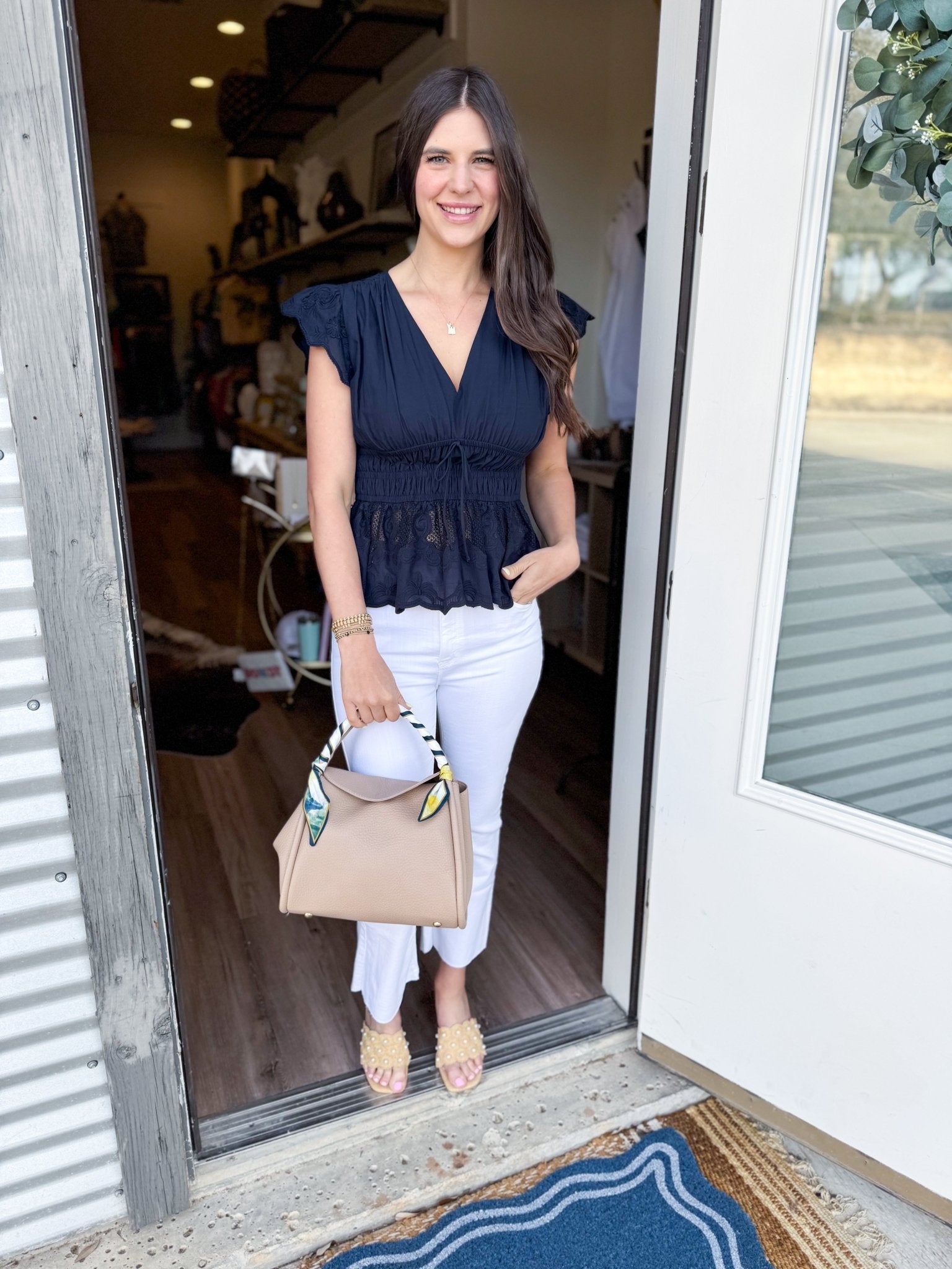 Whisper Lace Top - Navy - Elk + Elm