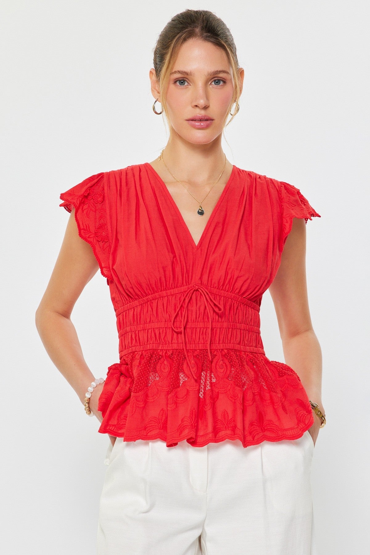 Whisper Lace Top - Red - Elk + Elm