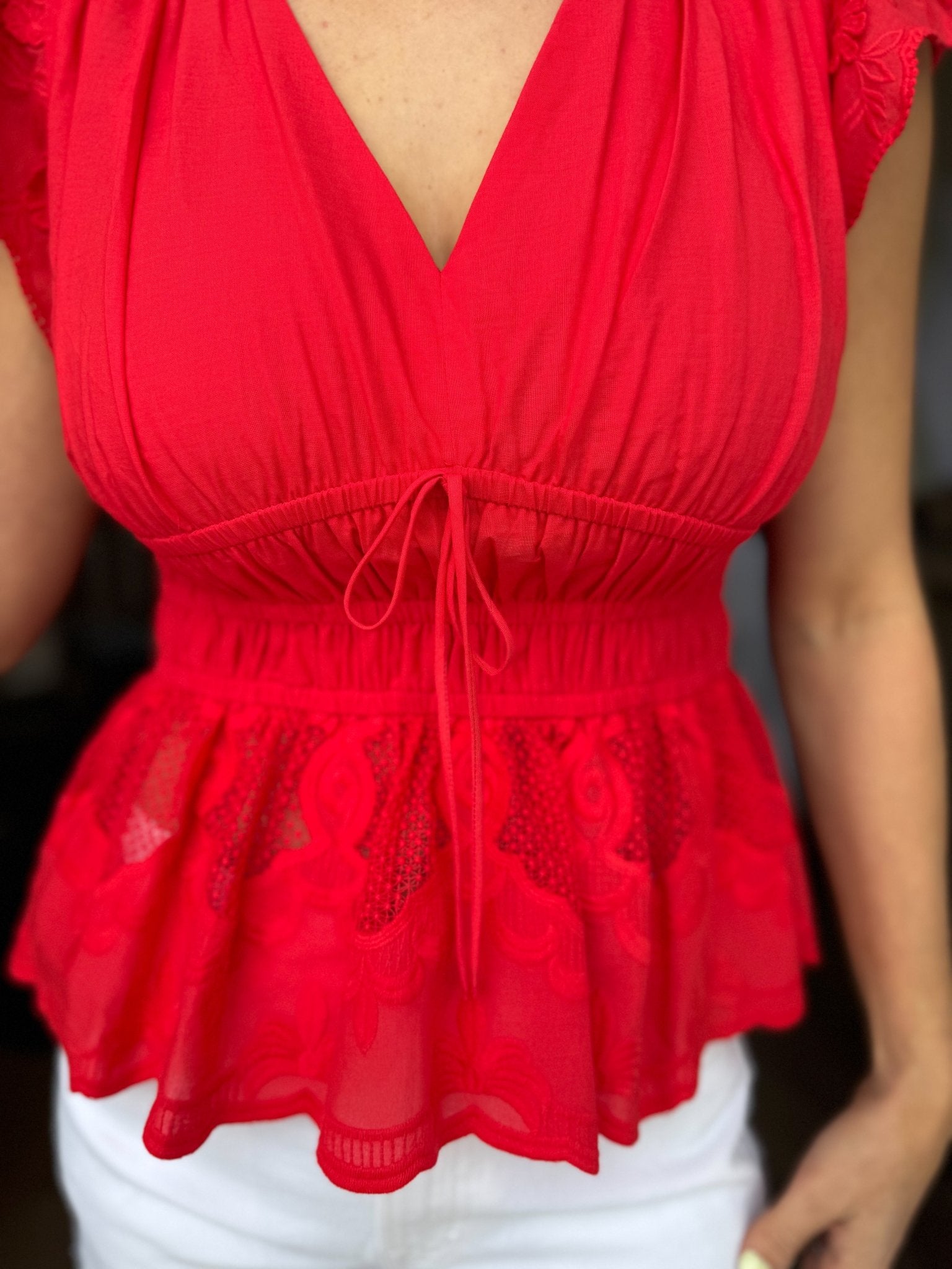 Whisper Lace Top - Red - Elk + Elm
