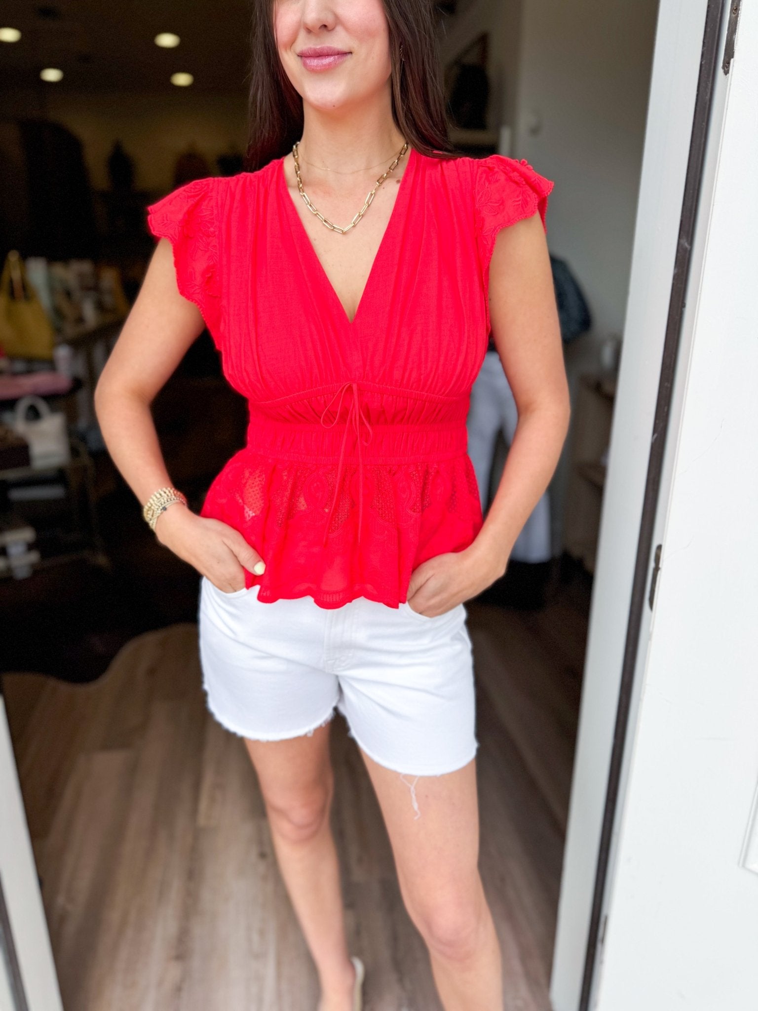 Whisper Lace Top - Red - Elk + Elm
