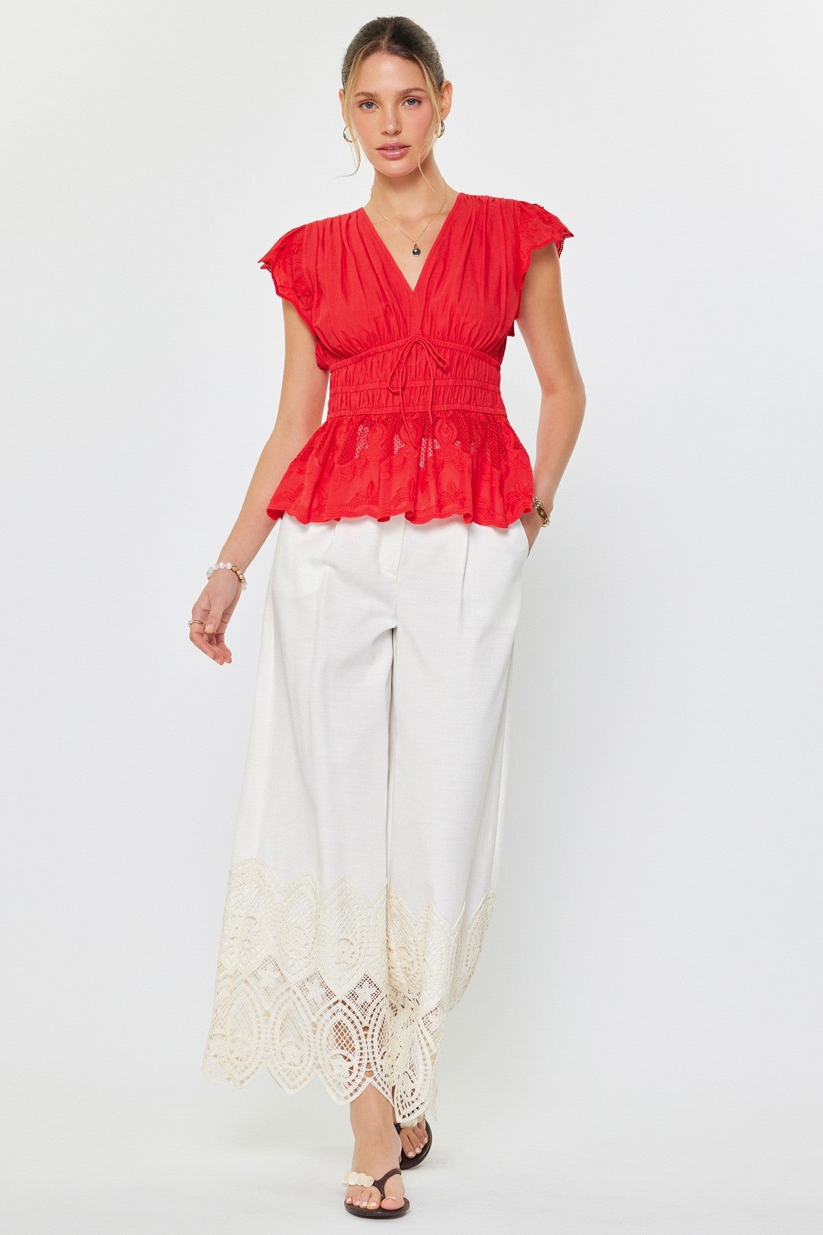 Whisper Lace Top - Red - Elk + Elm