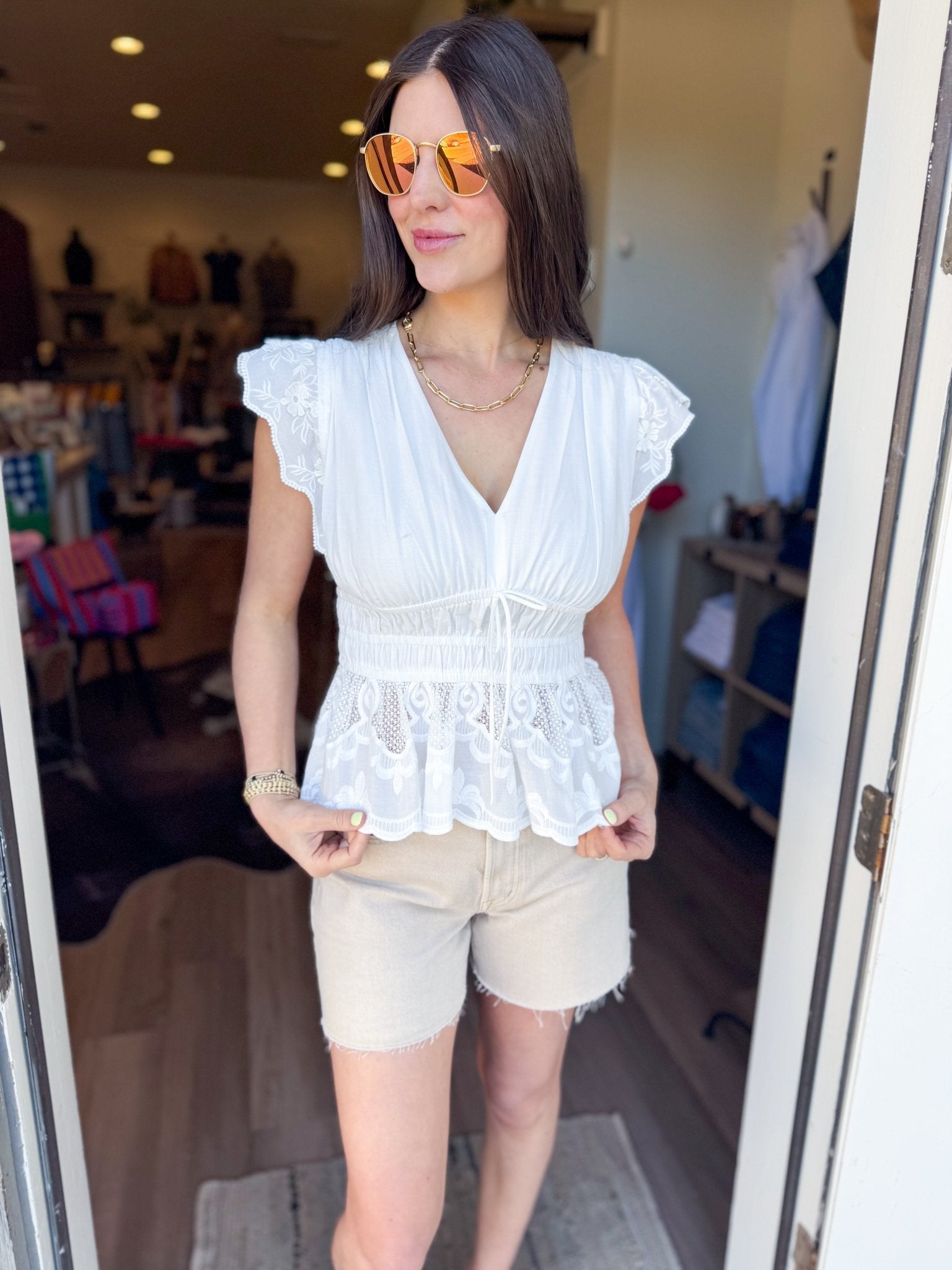 Whisper Lace Top - White - Elk + Elm