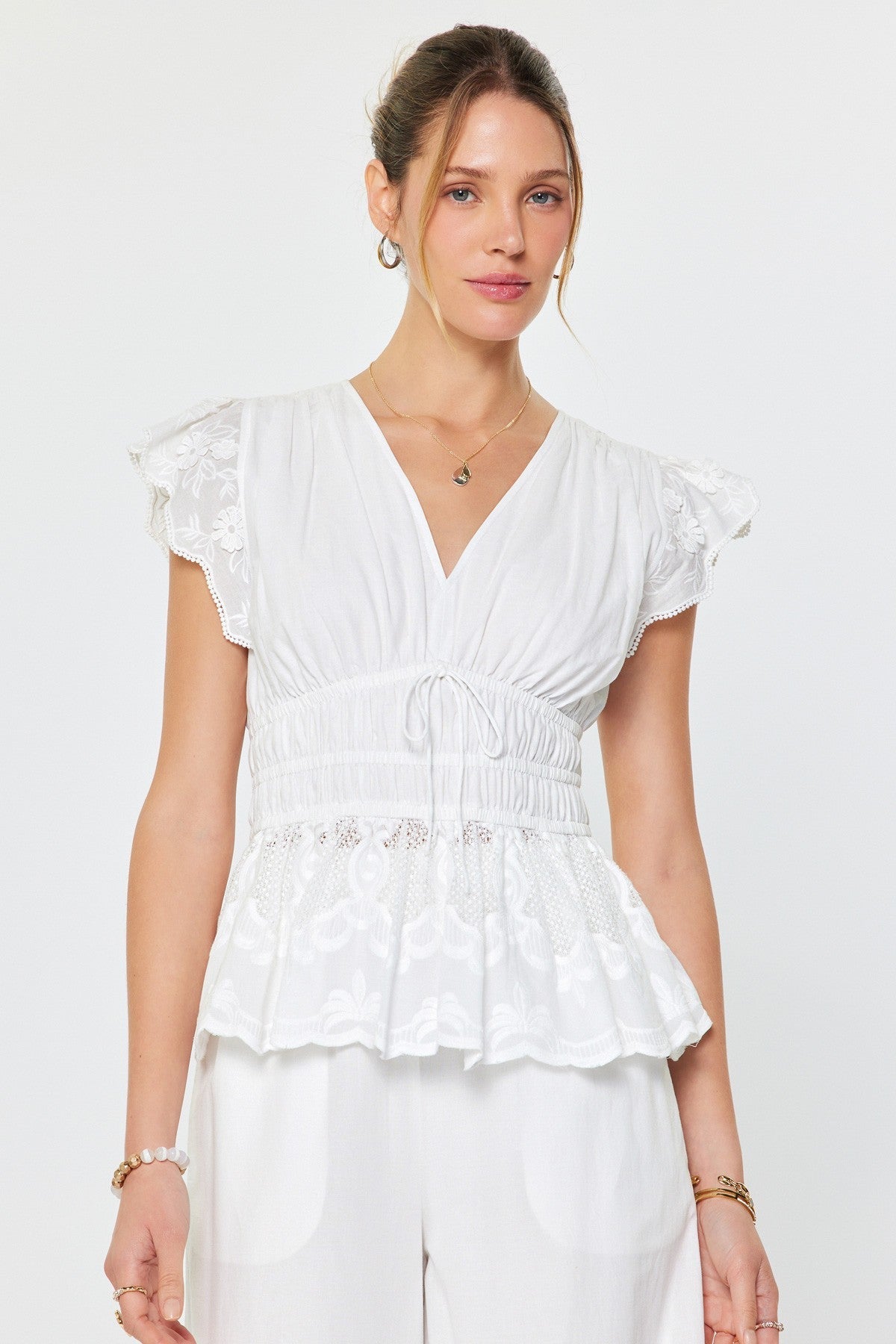 Whisper Lace Top - White - Elk + Elm