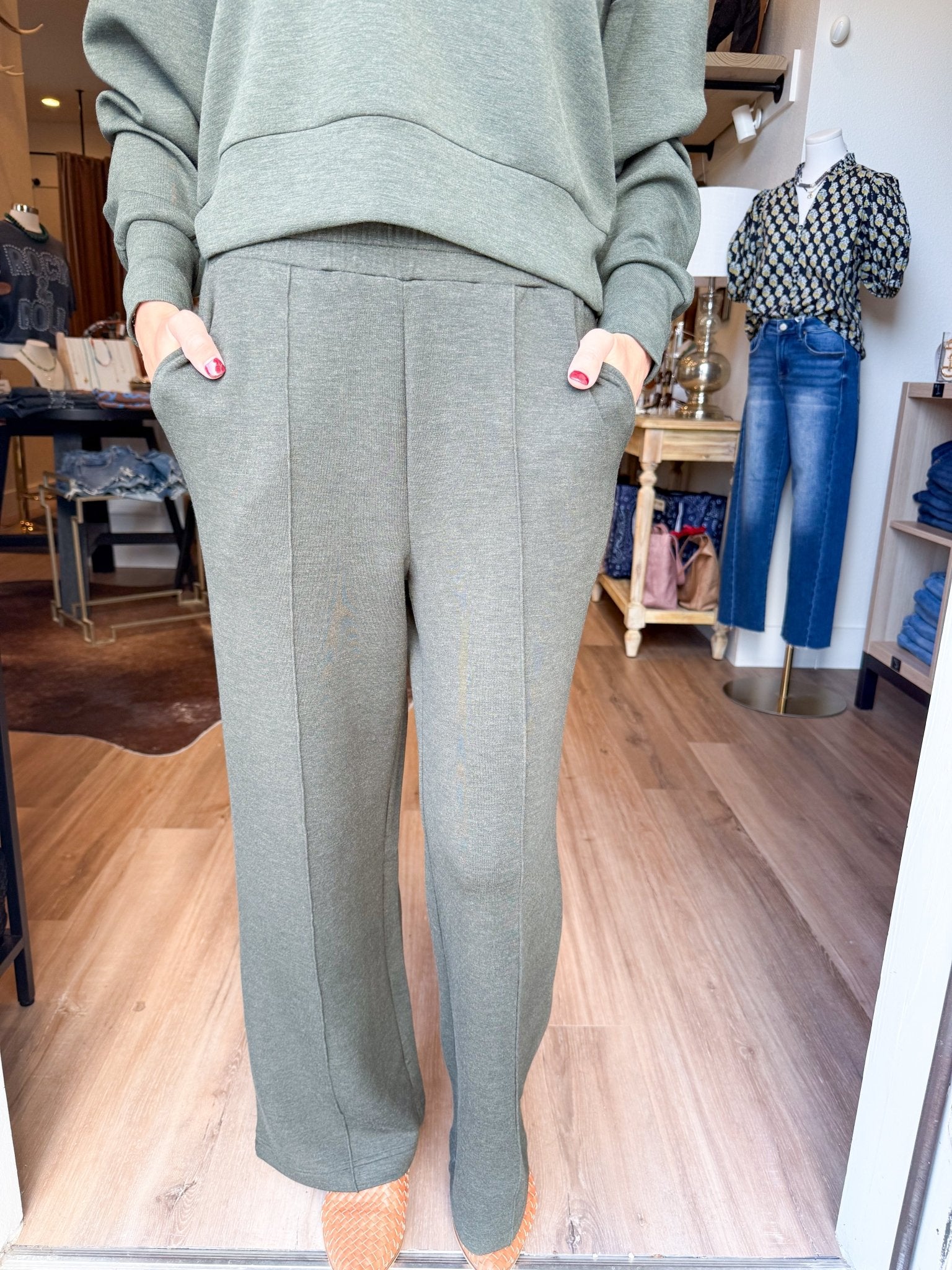 Wide Leg Pant - Olive Marl - Elk + Elm