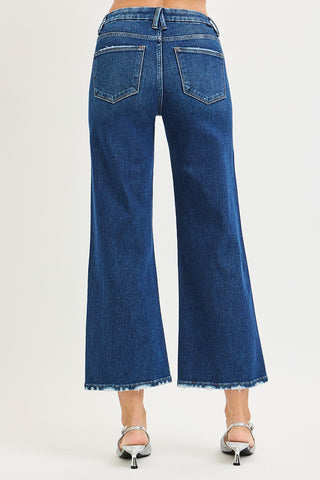 High Waist Crop Wide Jeans