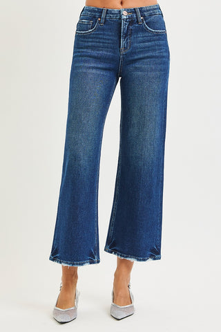 High Waist Crop Wide Jeans