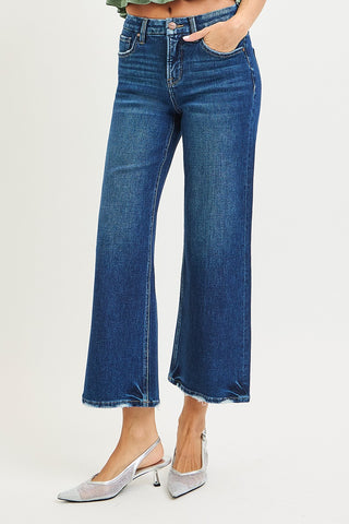 High Waist Crop Wide Jeans