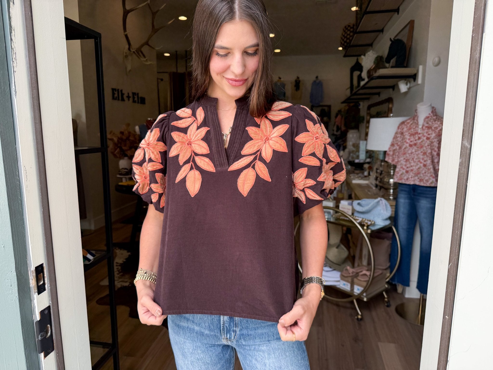 Winslet Embroidered Top - Elk + Elm