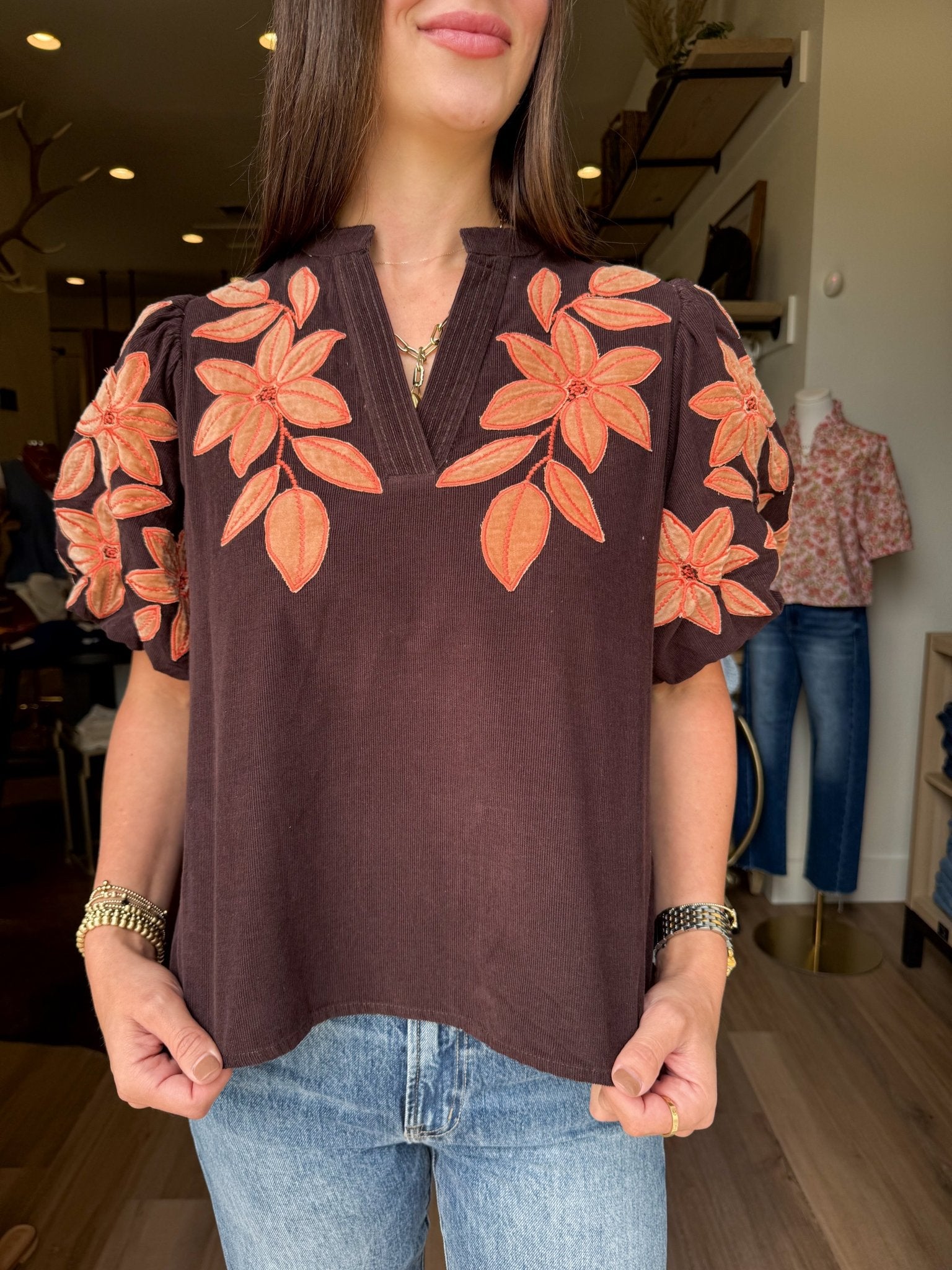 Winslet Embroidered Top - Elk + Elm