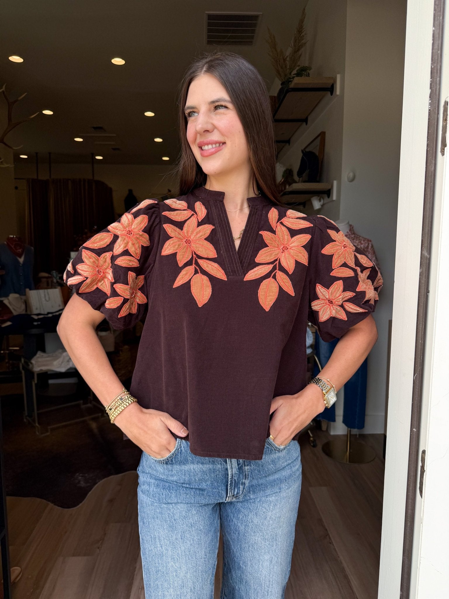 Winslet Embroidered Top - Elk + Elm
