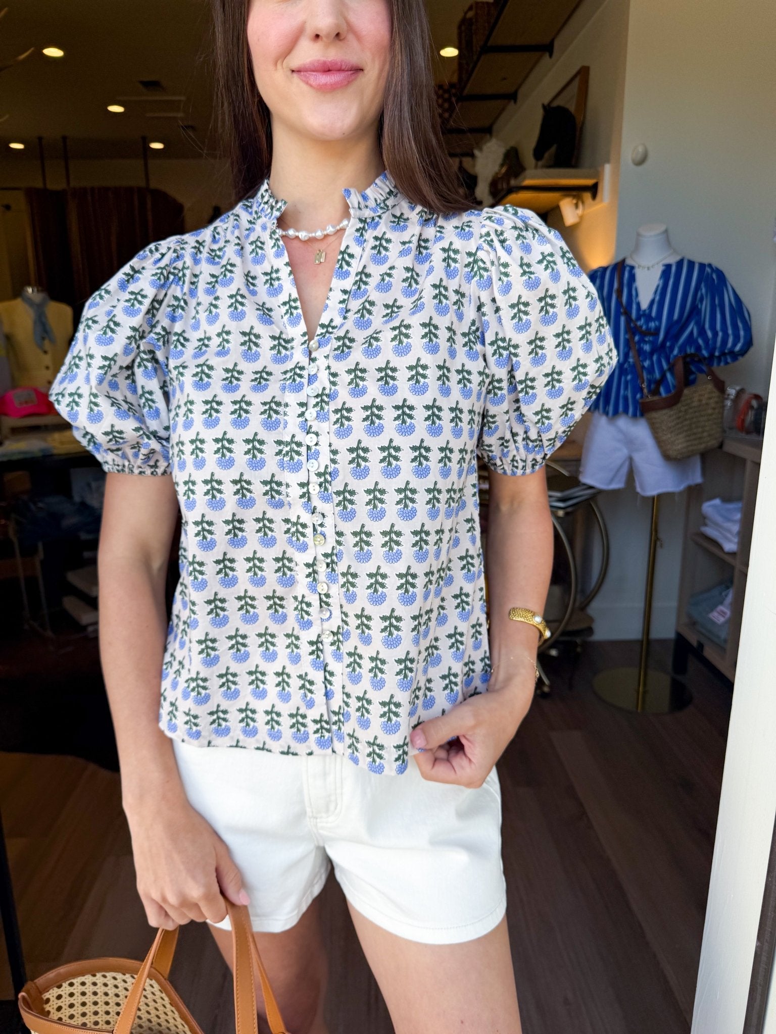 Wisteria Puff Sleeve Blouse - Elk + Elm
