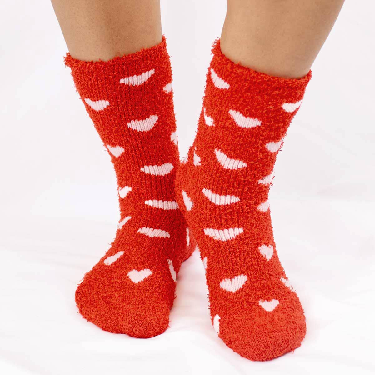 Women's Hearts Snuggle Socks Red/Pink One Size - Elk + Elm