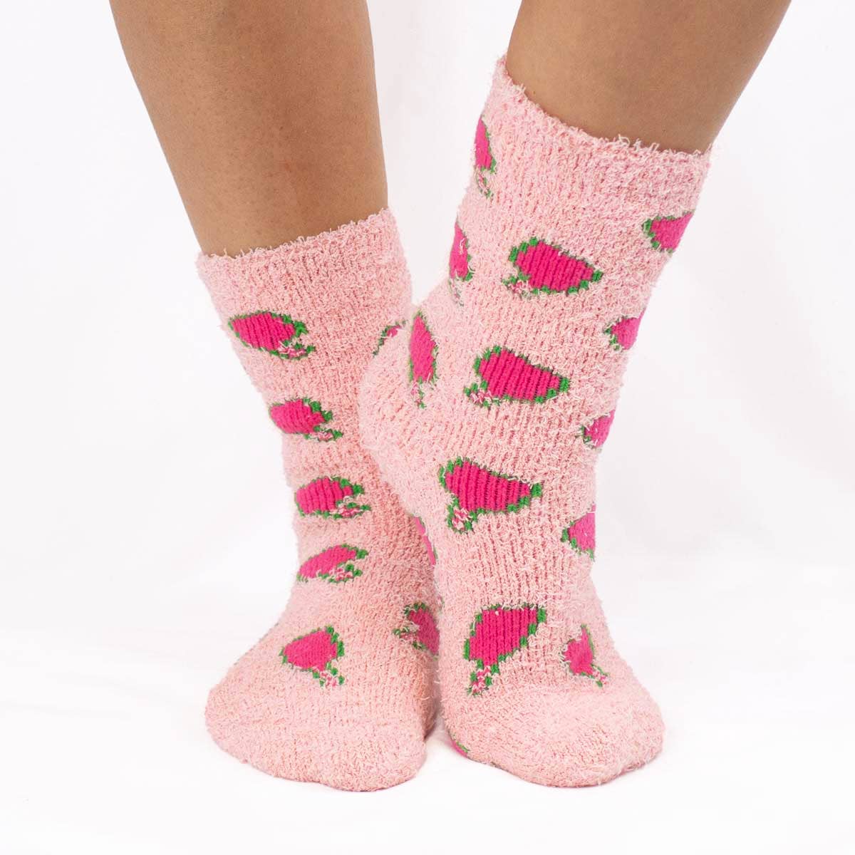 Women's Pickleball Snuggle Socks Pink/Green One Size - Elk + Elm