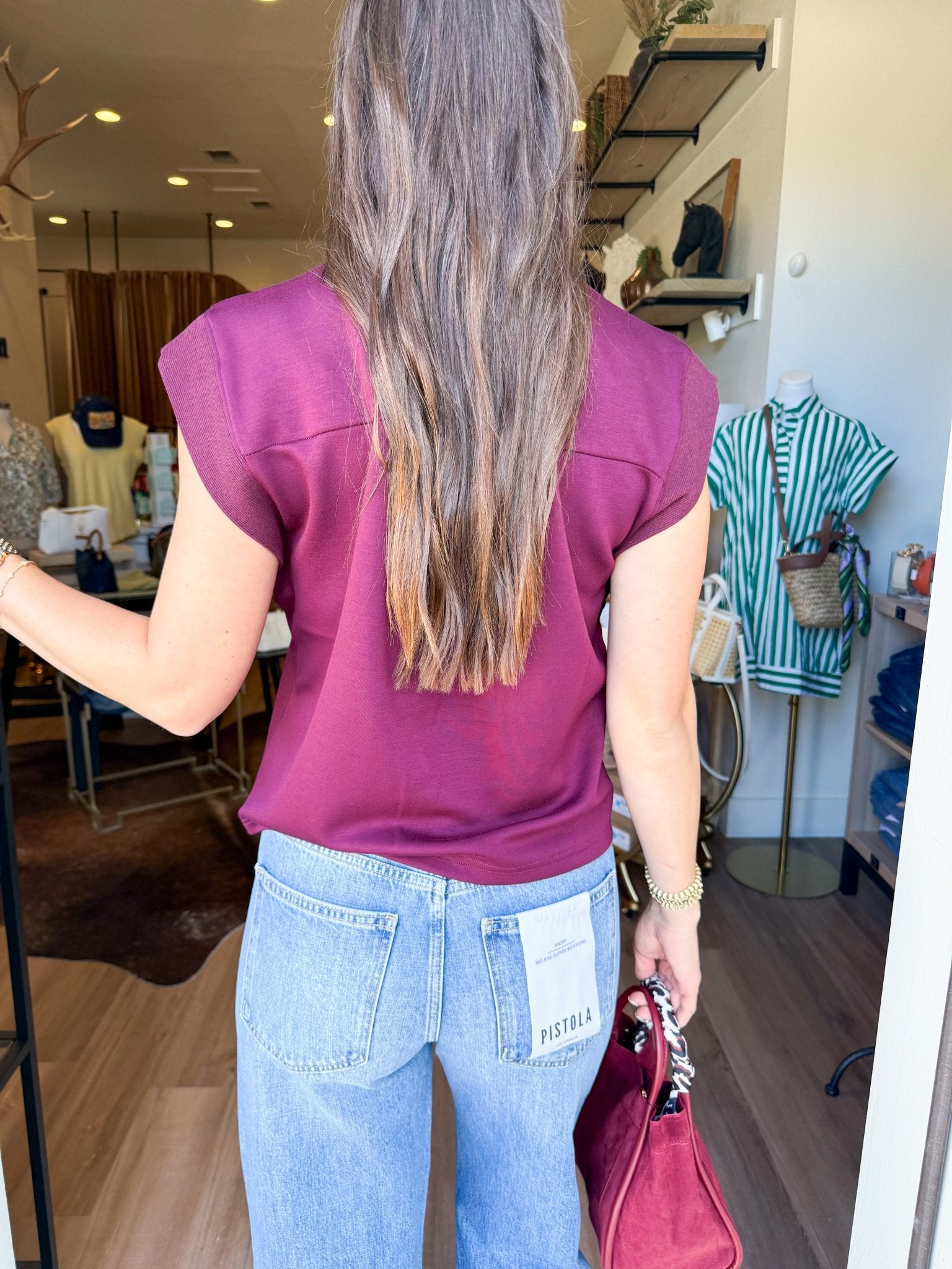 Wren Cap Sleeve Top - Burgundy - Elk + Elm