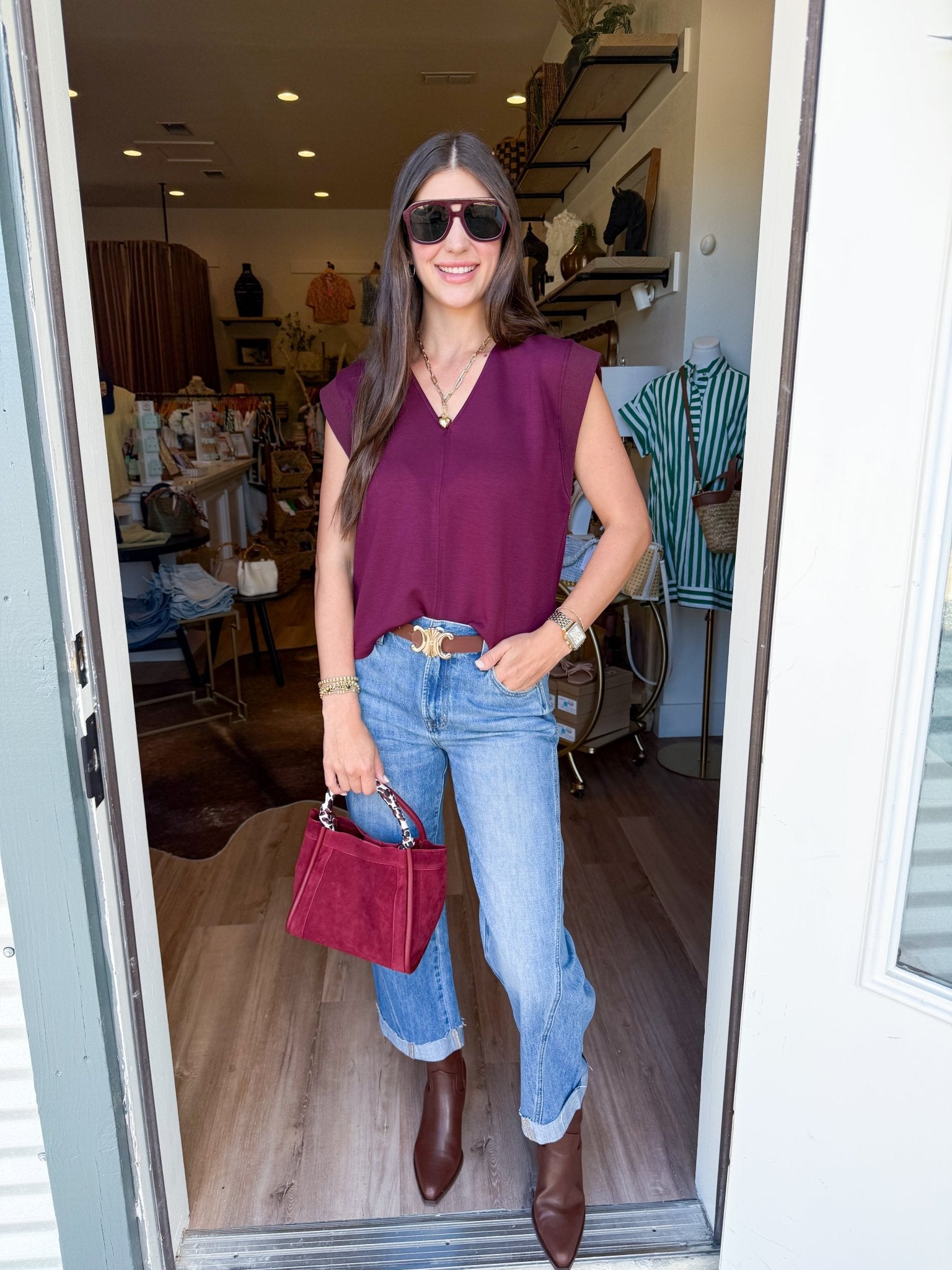 Wren Cap Sleeve Top - Burgundy - Elk + Elm