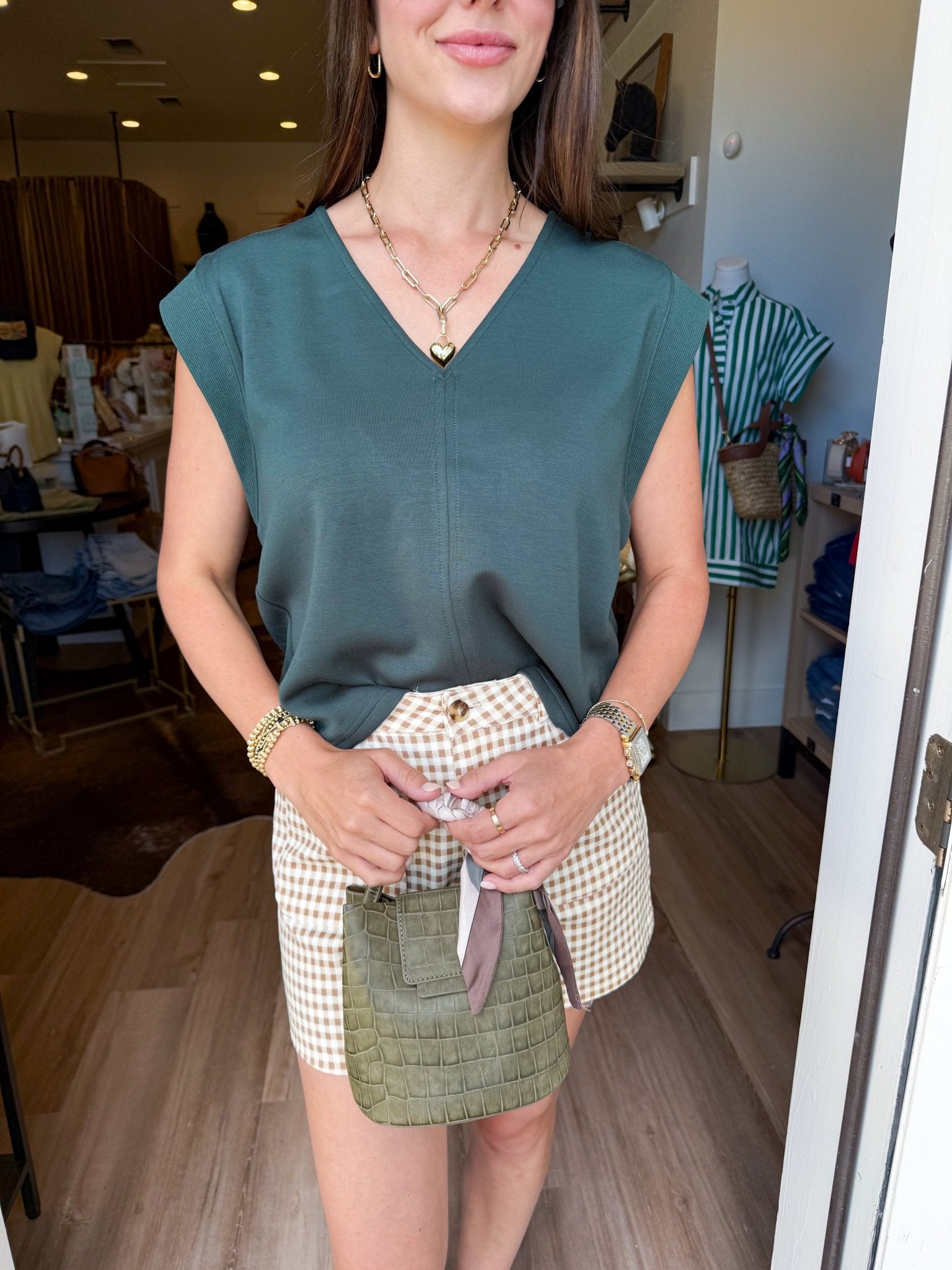 Wren Cap Sleeve Top - Forest - Elk + Elm